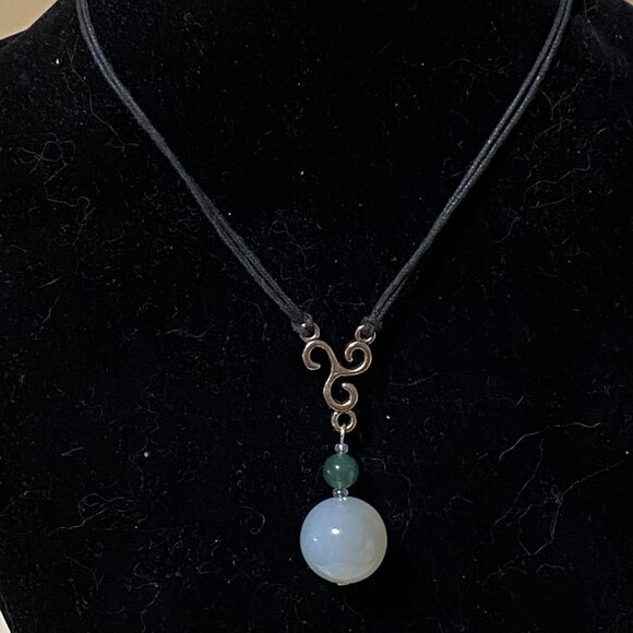 2/$20, Genuine Blue Green Chalcedony, Natural Gemstone Adjustable Cord Necklace - Picture 3 of 11